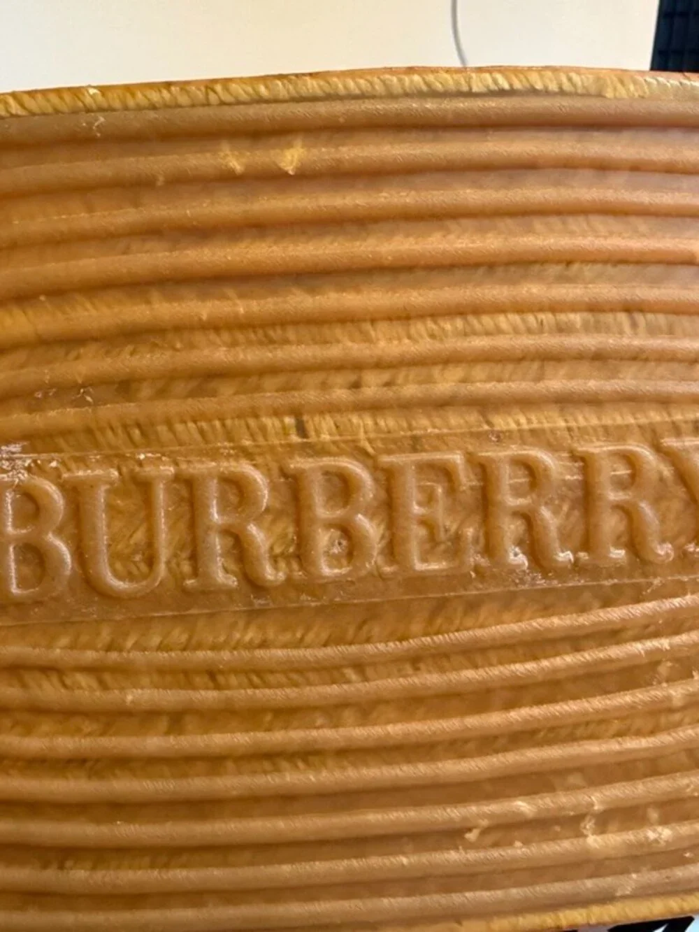 Burberry Beige Plaid Canvas Tote with Black and Red Accents